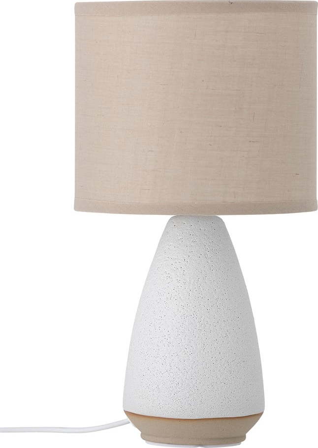 Bílá/béžová stolní lampa s textilním stínidlem (výška 27