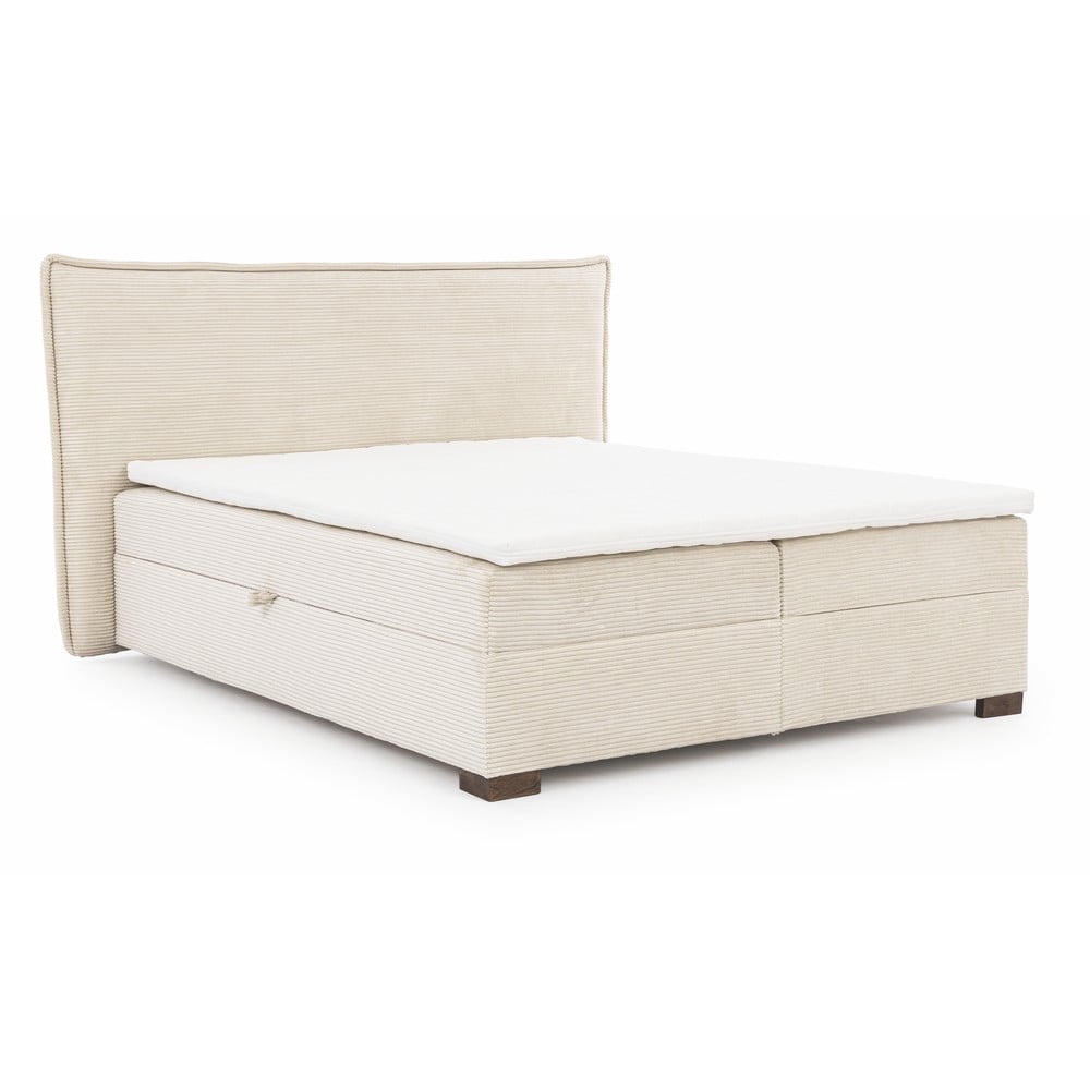 Béžová boxspring postel s úložným prostorem 140x200 cm Lysa – Ropez Ropez
