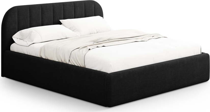 Černá čalouněná dvoulůžková postel s úložným prostorem s roštem 160x200 cm Juno – Windsor & Co Sofas Windsor & Co Sofas