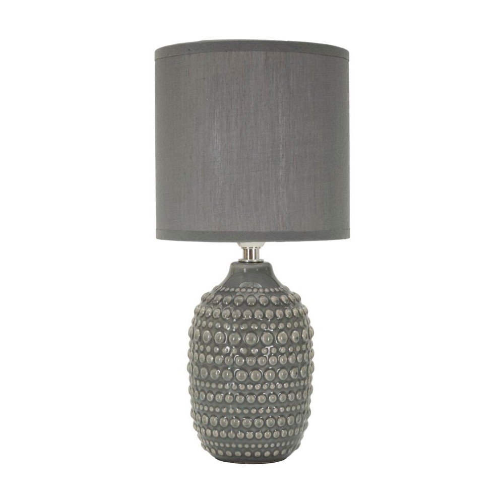 Šedá keramická stolní lampa s textilním stínidlem (výška 30