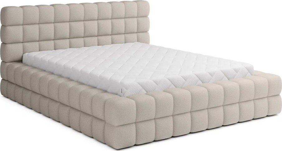 Béžová čalouněná dvoulůžková postel s úložným prostorem s roštem 180x200 cm Dizzle – ELTAP ELTAP
