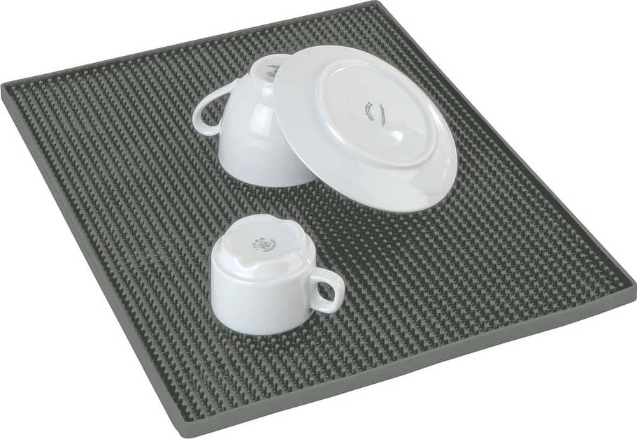 Šedá gumová odkapávací podložka na nádobí 40x30 cm Maxi – Wenko WENKO