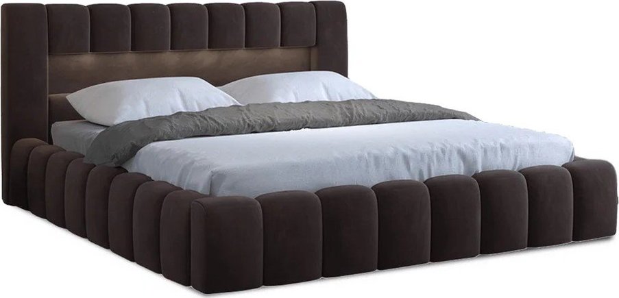 Tmavě hnědá čalouněná dvoulůžková postel s úložným prostorem s roštem 140x200 cm Lamica – ELTAP ELTAP
