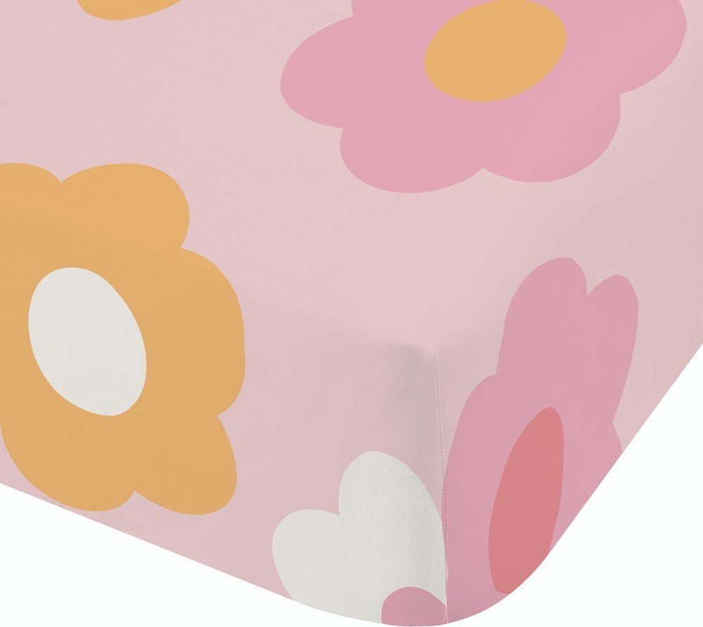 Růžové napínací dětské prostěradlo na jednolůžko 90x190 cm Retro Daisy – Catherine Lansfield Catherine Lansfield