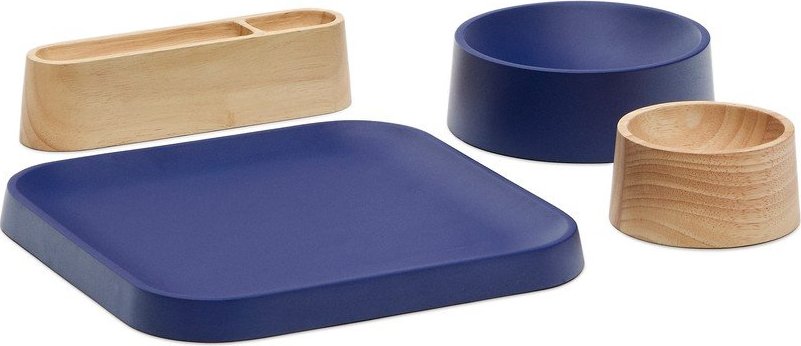 Tmavě modré/v přírodní barvě dřevěné servírovací misky v sadě 4 ks Bletz – Kave Home Kave Home