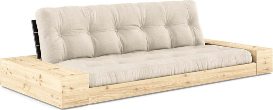 Šedo-béžová lněná rozkládací pohovka 244 cm Base – Karup Design Karup