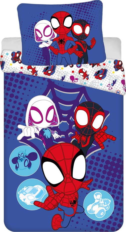 Modré bavlněné dětské povlečení na jednolůžko 140x200 cm Spidey – Jerry Fabrics Jerry Fabrics