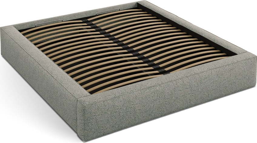 Zelená čalouněná dvoulůžková postel s úložným prostorem s roštem 200x200 cm Simon – Micadoni Micadoni