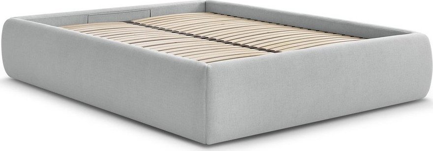 Světle šedá čalouněná dvoulůžková postel s úložným prostorem/bez čela s roštem 180x200 cm Inera – Bobochic Paris Bobochic Paris