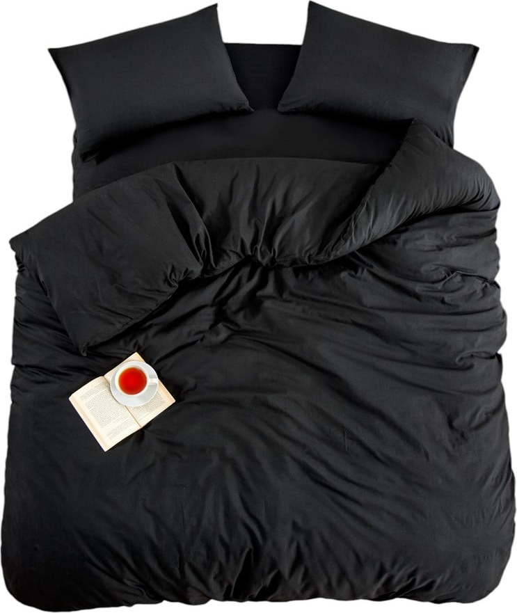 Černé povlečení na dvoulůžko/prodloužené s prostěradlem/4dílné 200x220 cm Classic – Mila Home Mila Home