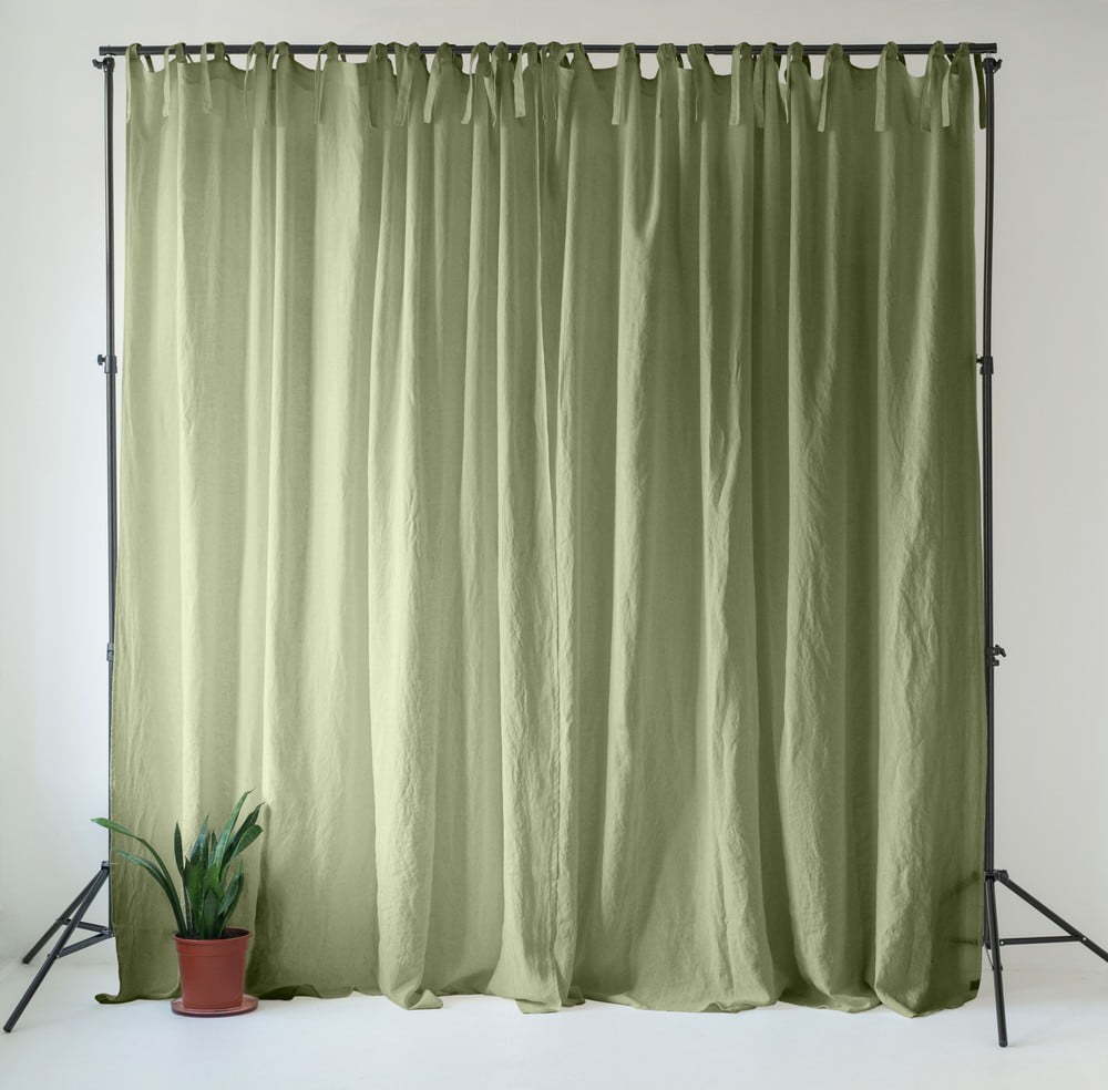 Světle zelený lněný závěs 140x300 cm Sage – Linen Tales Linen Tales