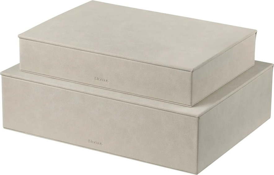 Béžové úložné boxy v sadě 2 ks s víkem/dekorativní z umělé kůže 40x30x11 cm Sahla – Blomus Blomus