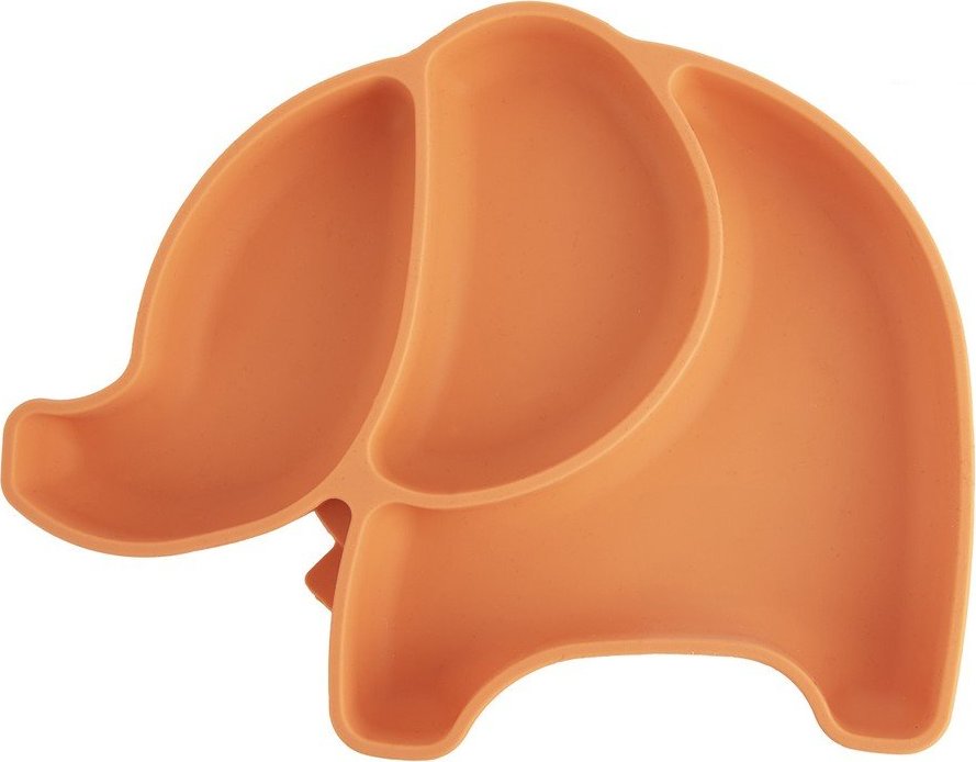 Oranžový silikonový dětský talíř 18x23 cm Elephant – Orion Orion
