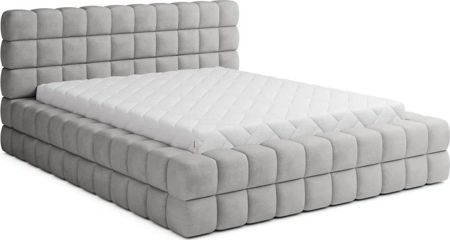 Šedá čalouněná dvoulůžková postel s úložným prostorem s roštem 140x200 cm Dizzle – ELTAP ELTAP