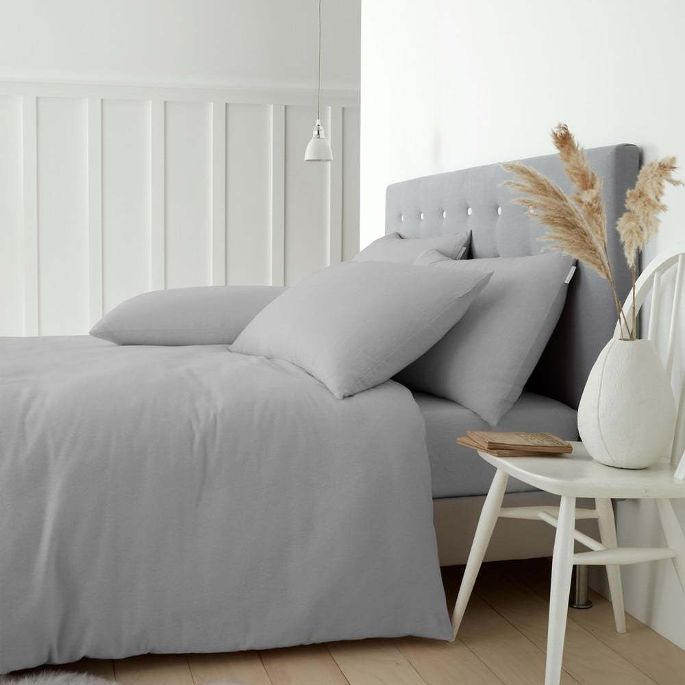 Šedé flanelové povlečení na dvoulůžko/prodloužené 230x220 cm Brushed – Catherine Lansfield Catherine Lansfield