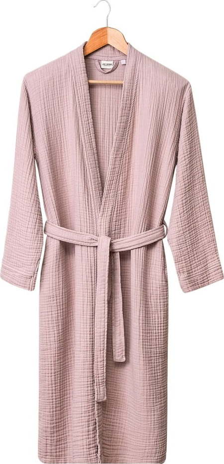 Růžový mušelínový župan velikost S/M Kimono – Foutastic Foutastic
