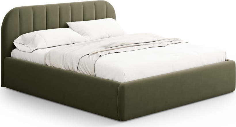 Zelená čalouněná dvoulůžková postel s úložným prostorem s roštem 140x200 cm Juno – Windsor & Co Sofas Windsor & Co Sofas