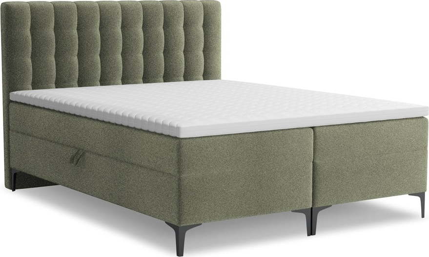 Zelená boxspring postel s úložným prostorem 180x200 cm Puhala – Makamii Makamii
