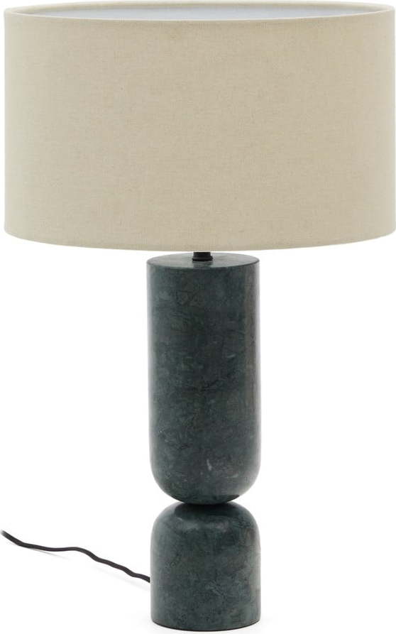 Tmavě zelená/béžová mramorová stolní lampa s textilním stínidlem (výška 57 cm) Vex – Kave Home Kave Home