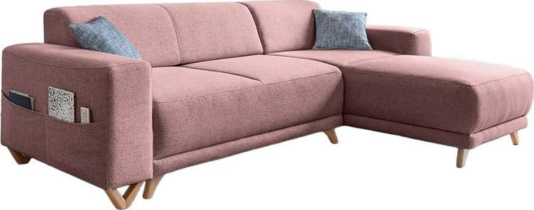 Růžová rozkládací/s úložným prostorem rohová pohovka Classy Sophie - II. jakost – Miuform Miuform