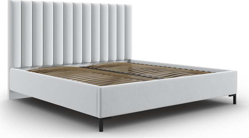 Světle šedá čalouněná dvoulůžková postel s úložným prostorem s roštem 200x200 cm Casey - II. jakost – Mazzini Beds Mazzini Beds