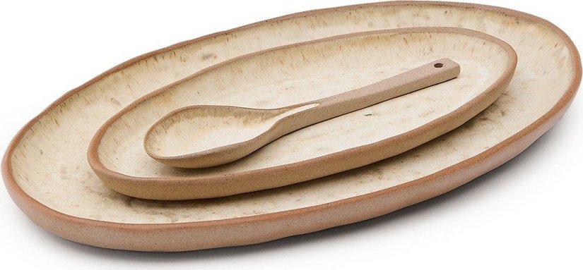 Béžové servírovací keramické talíře v sadě 3 ks Zunel – Kave Home Kave Home