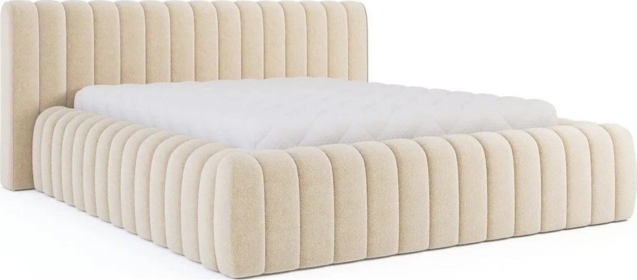 Béžová čalouněná dvoulůžková postel s úložným prostorem s roštem 140x200 cm Carilla – ELTAP ELTAP