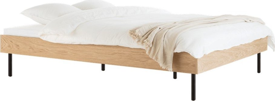 Dvoulůžková postel z dřevotřísky v dekoru dubu bez čela s roštem 180x200 cm v přírodní barvě Streiko – noo.ma NOO.MA