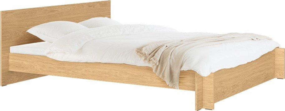 Dvoulůžková postel z dřevotřísky/z překližky v dekoru dubu s roštem 140x200 cm v přírodní barvě Valt – noo.ma NOO.MA