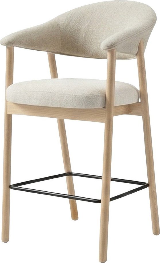 Krémová/v přírodní barvě čalouněná barová židle s područkami (výška sedáku 67 cm) Elk – Unique Furniture Unique Furniture