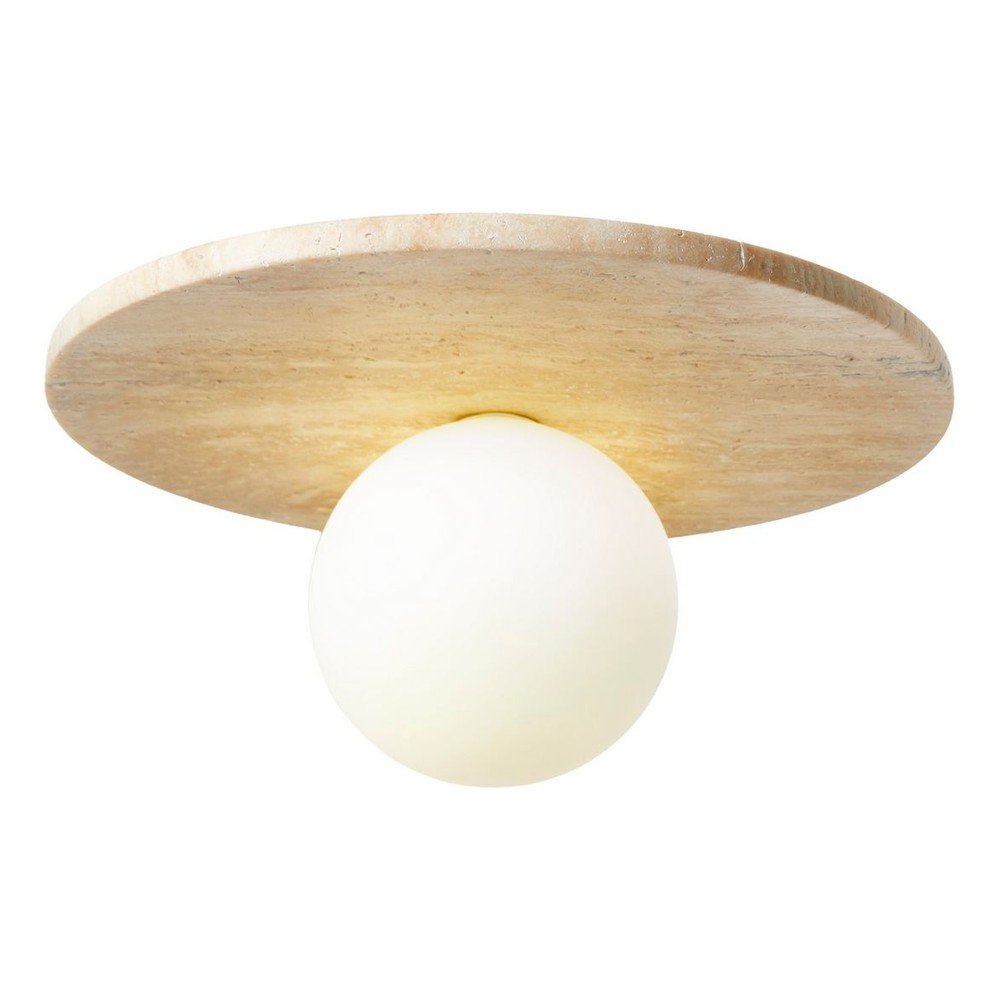 Béžové kamenné stropní svítidlo se skleněným stínidlem ø 12 cm Hilde – Opviq lights Opviq lights