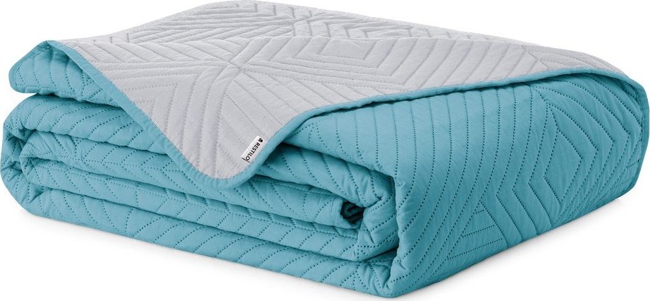 Modrý/světle šedý prošívaný přehoz z mikrovlákna 240x260 cm Softa – Restilo Restilo