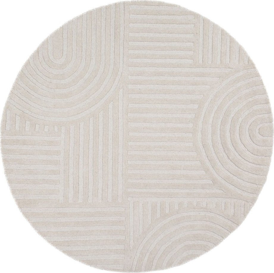 Slonovinový ručně tkaný vlněný kulatý koberec ø 160 cm Zen Garden – Flair Rugs Flair Rugs