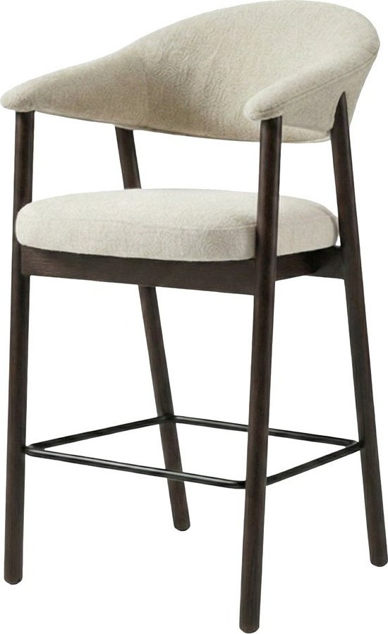 Hnědá/krémová čalouněná barová židle s područkami (výška sedáku 67 cm) Elk – Unique Furniture Unique Furniture