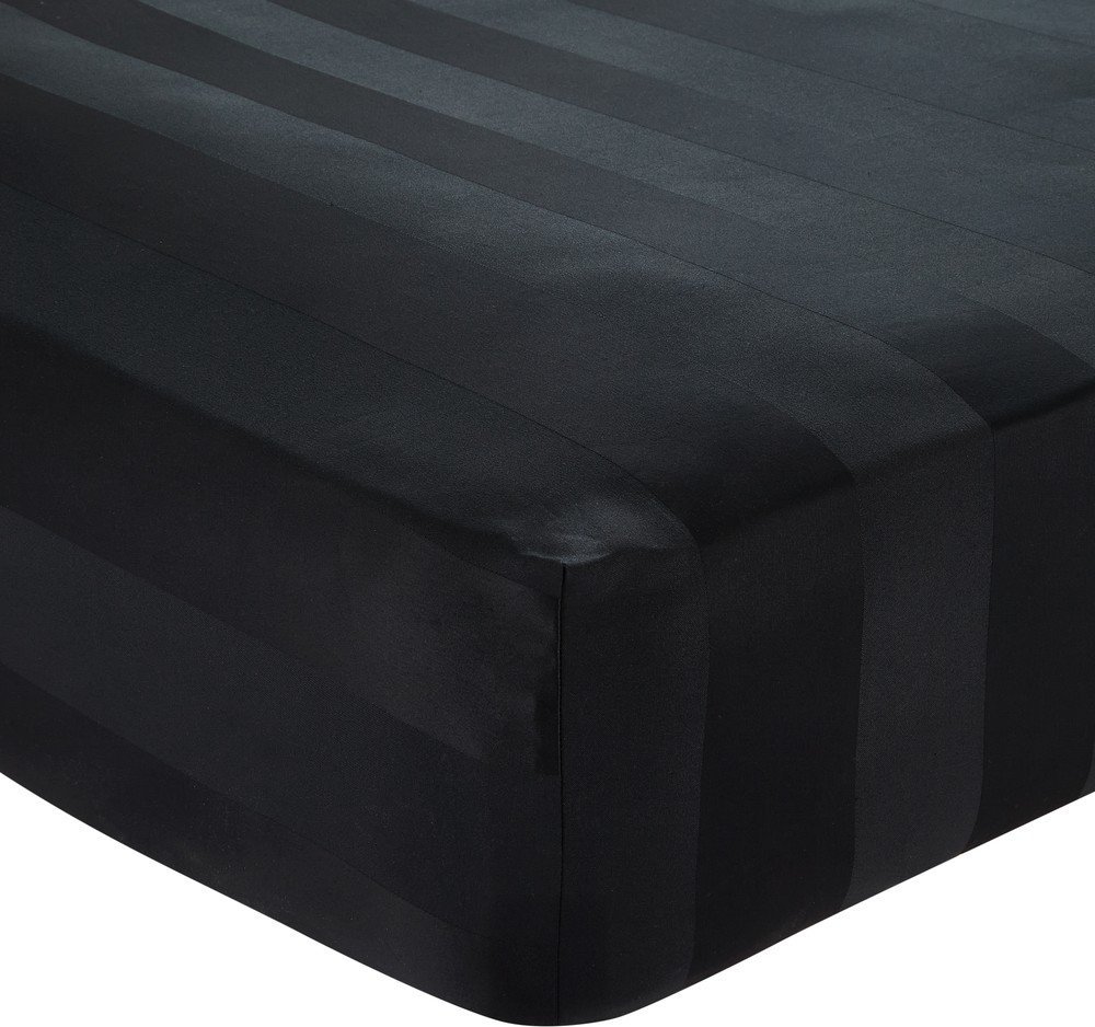 Černé napínací saténové prostěradlo 150x200 cm So Soft Satin Stripe – Catherine Lansfield Catherine Lansfield