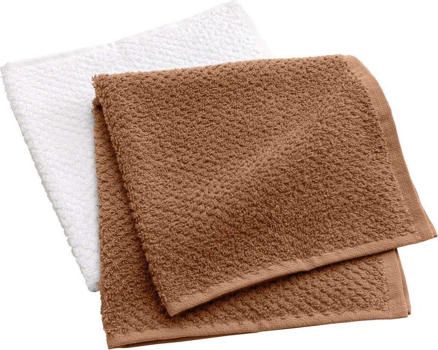 Bílé/v terakotové barvě froté bavlněné ručníky v sadě 2 ks 50x50 cm Gourmet – douceur d'intérieur Douceur d intérieur