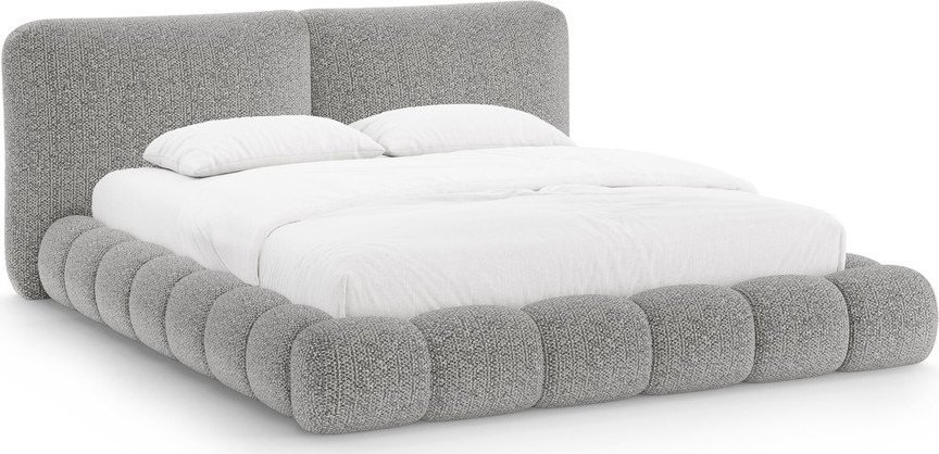 Šedá čalouněná dvoulůžková postel s úložným prostorem s roštem 160x200 cm Solange – Micadoni Micadoni