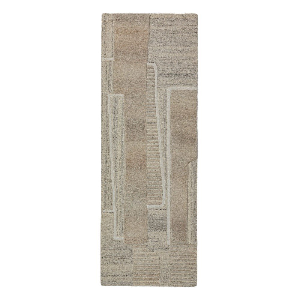 Šedobéžový ručně tkaný vlněný běhoun 80x300 cm Lira – Flair Rugs Flair Rugs