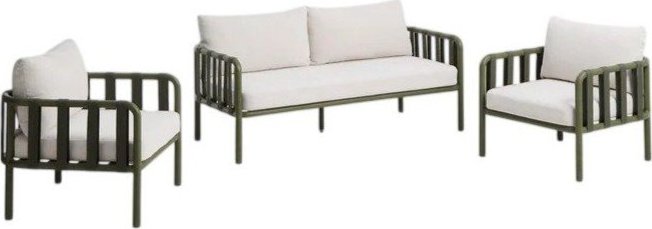 Zelený/béžový hliníkový zahradní lounge set pro 4 osoby Omala – Kave Home Kave Home