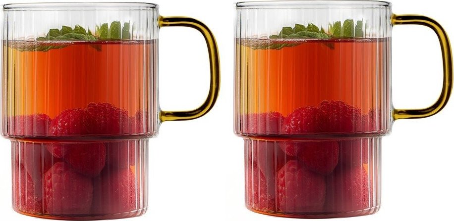 Žluté skleněné hrnky v sadě 2 ks na cappuccino 350 ml Livio – Vialli Design Vialli Design