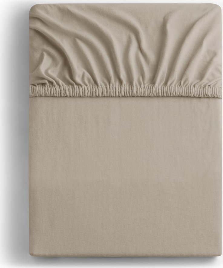 Světle hnědé napínací prostěradlo jersey 160x200 cm Amber – Restilo Restilo