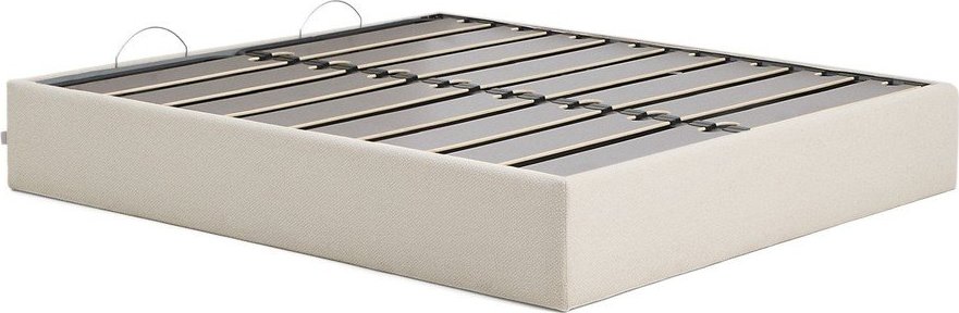 Krémová čalouněná dvoulůžková postel z žinylky s úložným prostorem/bez čela s roštem 180x200 cm Nelzi – Kave Home Kave Home