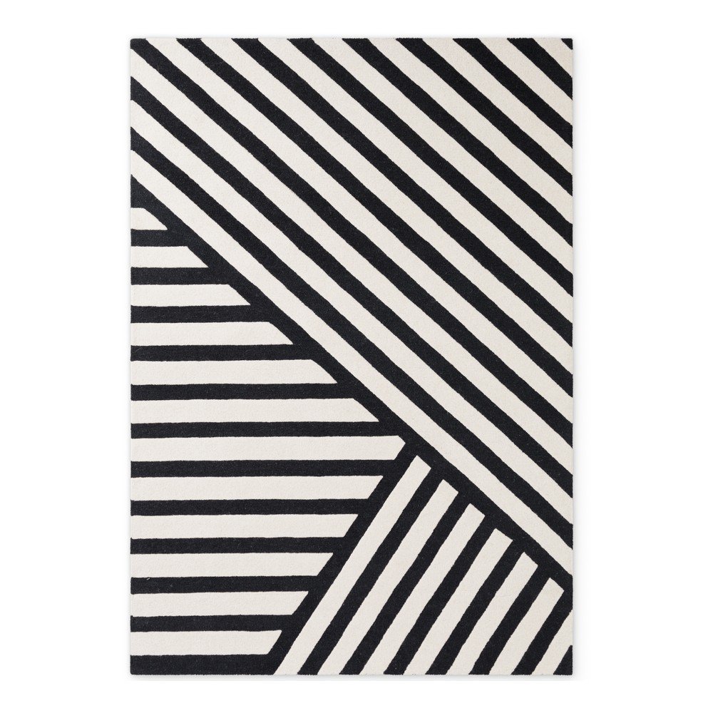 Černobílý ručně tkaný vlněný koberec 160x230 cm Stryve Noir – Elle Decoration Elle Decoration