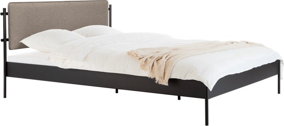 Černá ocelová čalouněná dvoulůžková postel s roštem 160x200 cm Eton Basic – noo.ma NOO.MA