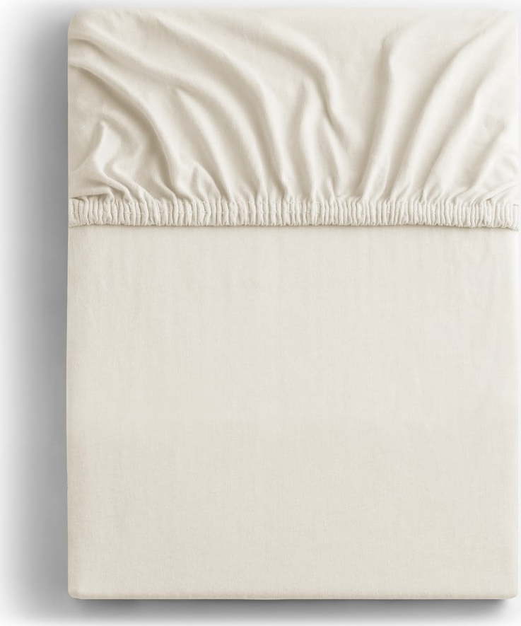 Bílé/krémové napínací prostěradlo jersey 140x200 cm Amber – Restilo Restilo