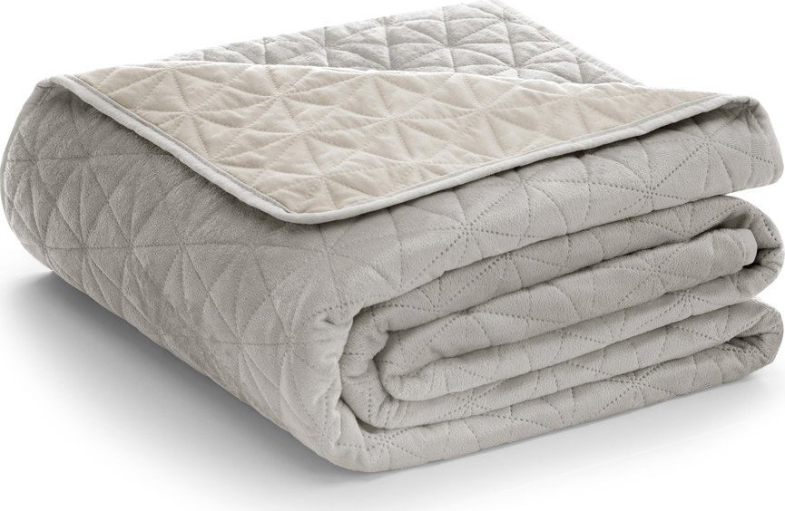 Šedobéžový sametový prošívaný přehoz 220x240 cm Laila – Restilo Restilo