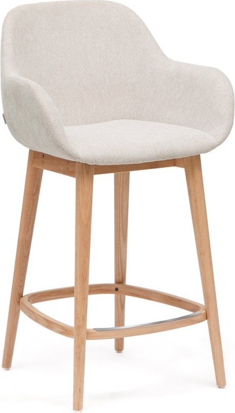 Béžová čalouněná barová židle s područkami (výška sedáku 66 cm) Konna – Kave Home Kave Home