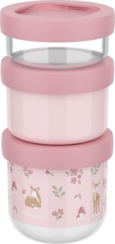 Světle růžové plastové dětské svačinové boxy v sadě 3 ks Fairy Garden – Mepal Mepal