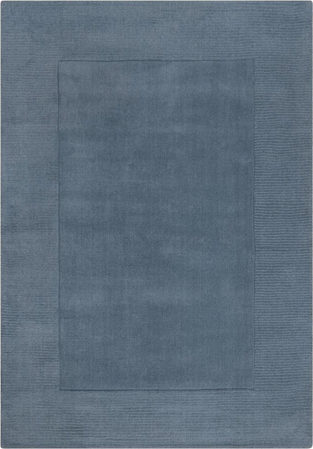 Tmavě modrý ručně tkaný vlněný koberec 120x170 cm Textured Wool Border – Flair Rugs Flair Rugs