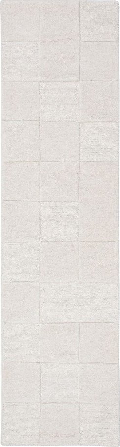 Slonovinový ručně tkaný vlněný běhoun 60x230 cm Checkerboard – Flair Rugs Flair Rugs